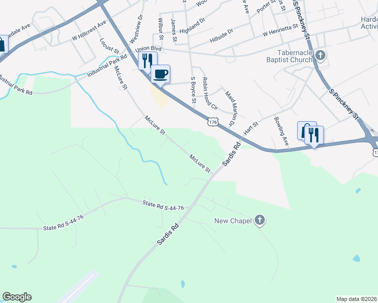 map of restaurants, bars, coffee shops, grocery stores, and more near 114 Windy Hill Road in Union