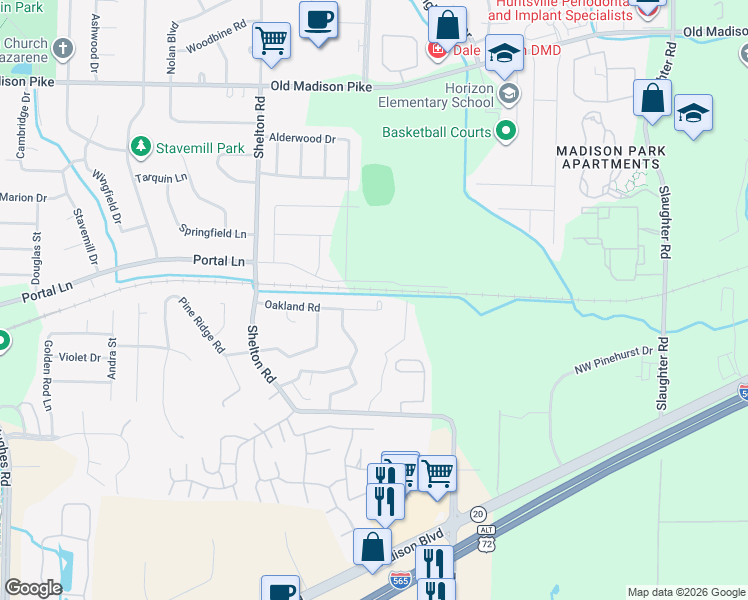 map of restaurants, bars, coffee shops, grocery stores, and more near 443 Oakland Road in Madison