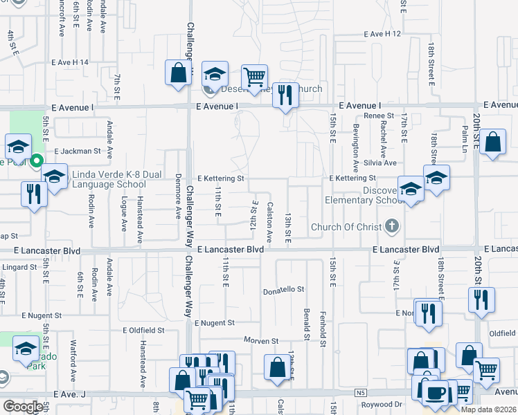 map of restaurants, bars, coffee shops, grocery stores, and more near 1146 East Kildare Street in Lancaster