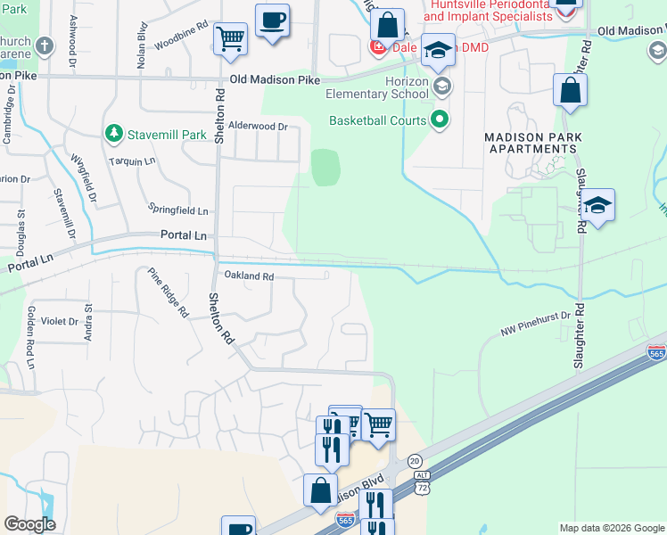 map of restaurants, bars, coffee shops, grocery stores, and more near 443 Oakland Road in Madison