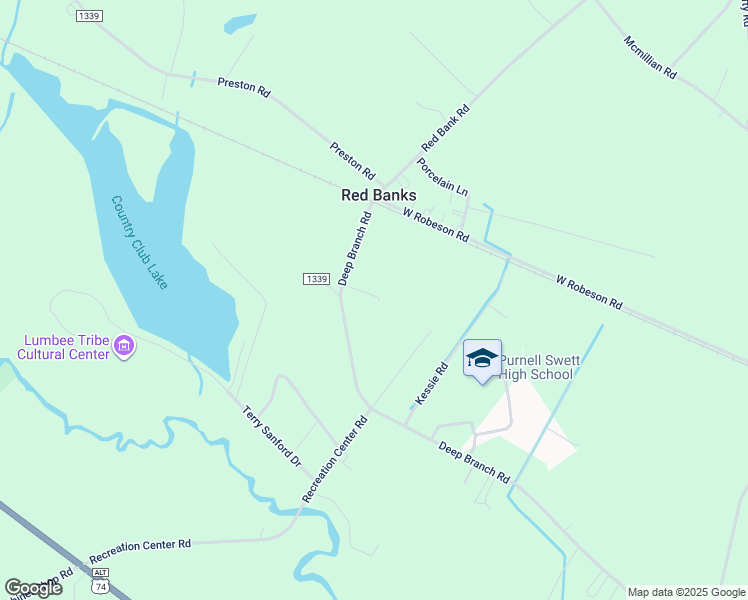 map of restaurants, bars, coffee shops, grocery stores, and more near 11834 Deep Branch Road in Maxton