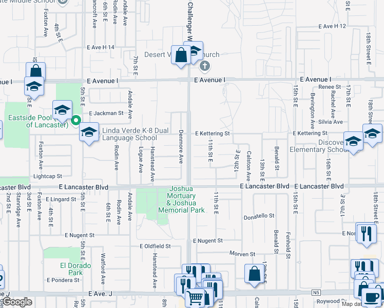 map of restaurants, bars, coffee shops, grocery stores, and more near 1001 Langhorn Street in Lancaster