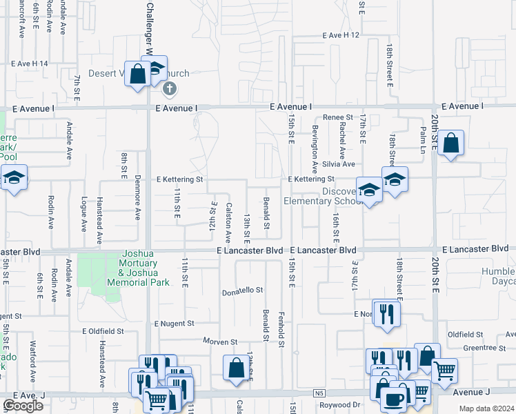 map of restaurants, bars, coffee shops, grocery stores, and more near 1304 Langhorn Street in Lancaster