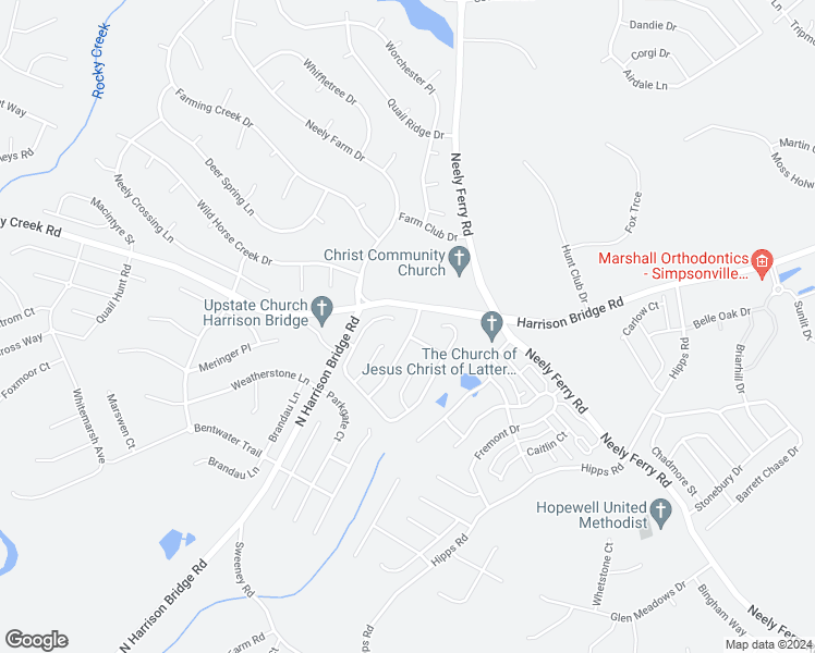 map of restaurants, bars, coffee shops, grocery stores, and more near 6 Saddlemount Lane in Simpsonville