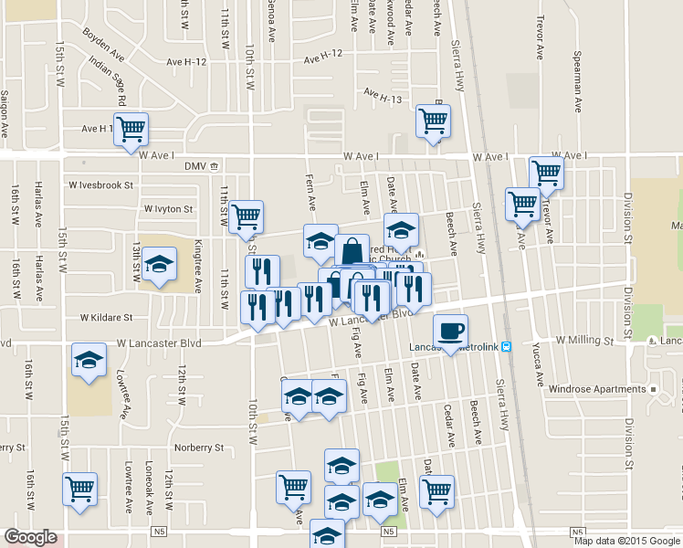 map of restaurants, bars, coffee shops, grocery stores, and more near 742 West Kettering Street in Lancaster