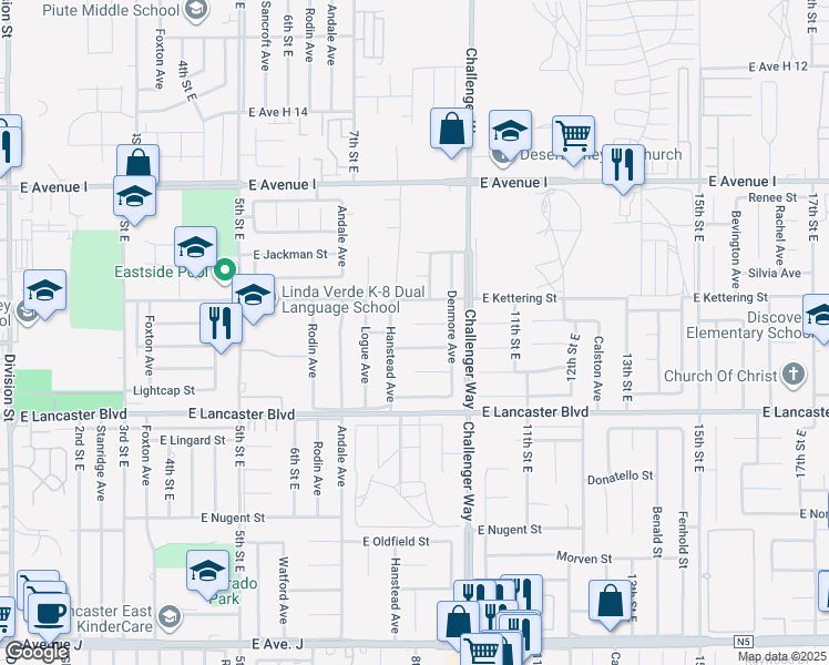 map of restaurants, bars, coffee shops, grocery stores, and more near 806 East Kildare Street in Lancaster