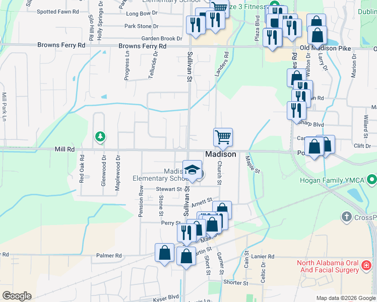map of restaurants, bars, coffee shops, grocery stores, and more near 4340 Sullivan Street in Madison