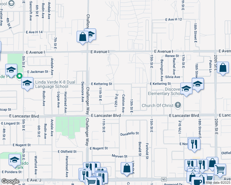 map of restaurants, bars, coffee shops, grocery stores, and more near 1146 East Kildare Street in Lancaster