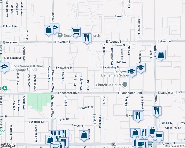 map of restaurants, bars, coffee shops, grocery stores, and more near 1317 Langhorn Street in Lancaster