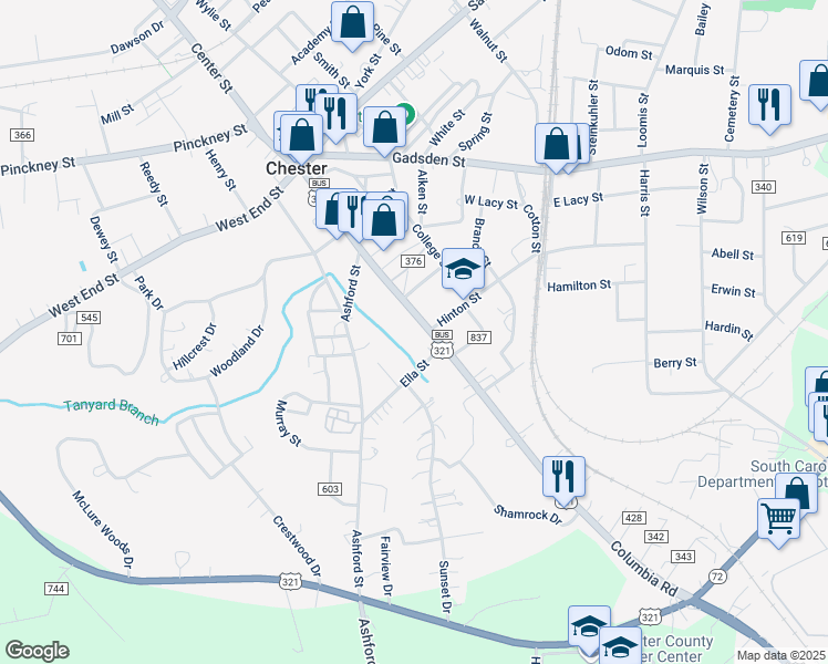 map of restaurants, bars, coffee shops, grocery stores, and more near 177 Columbia Street in Chester