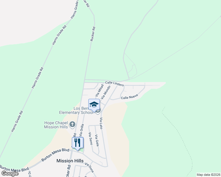 map of restaurants, bars, coffee shops, grocery stores, and more near 3878 Via Mondo in Lompoc
