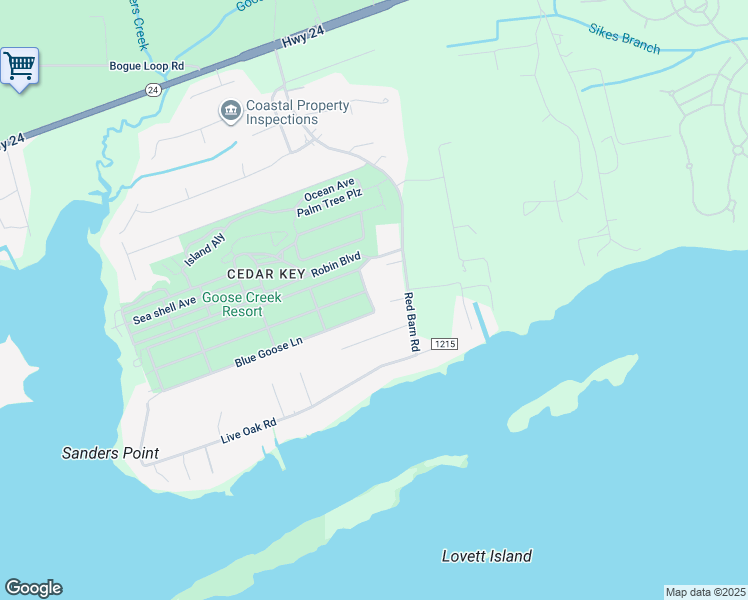 map of restaurants, bars, coffee shops, grocery stores, and more near 125 Gray Goose Drive in Newport