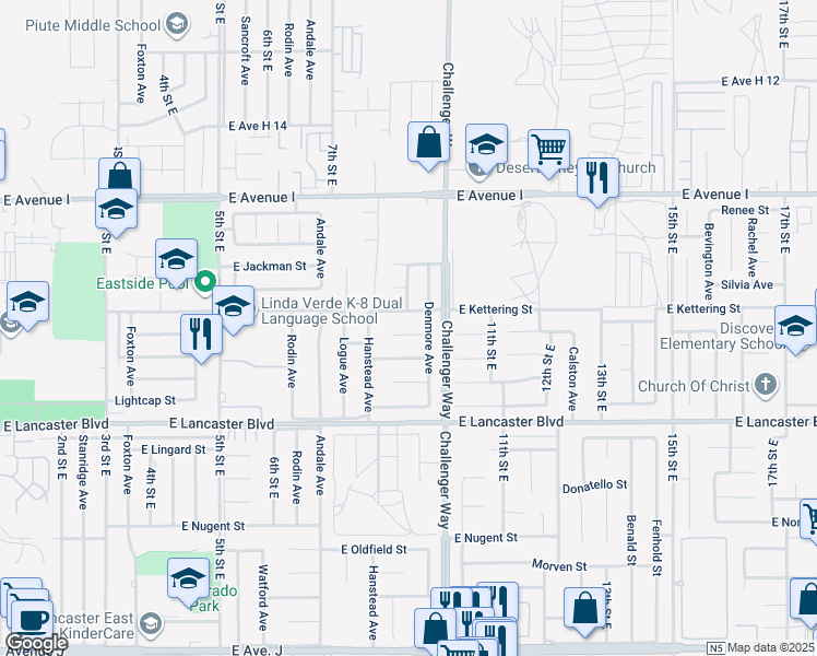 map of restaurants, bars, coffee shops, grocery stores, and more near 823 East Kildare Street in Lancaster