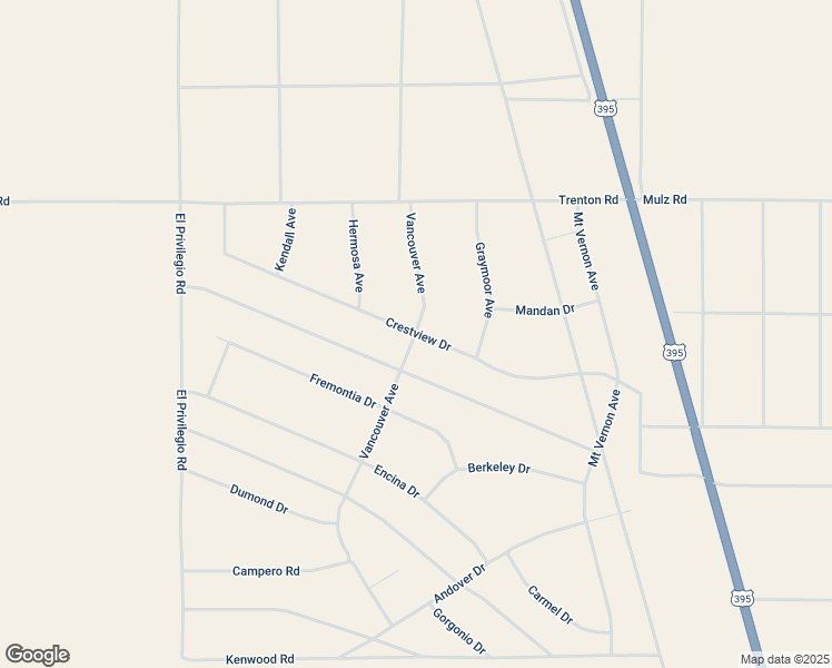 map of restaurants, bars, coffee shops, grocery stores, and more near Crestview Drive in San Bernardino County