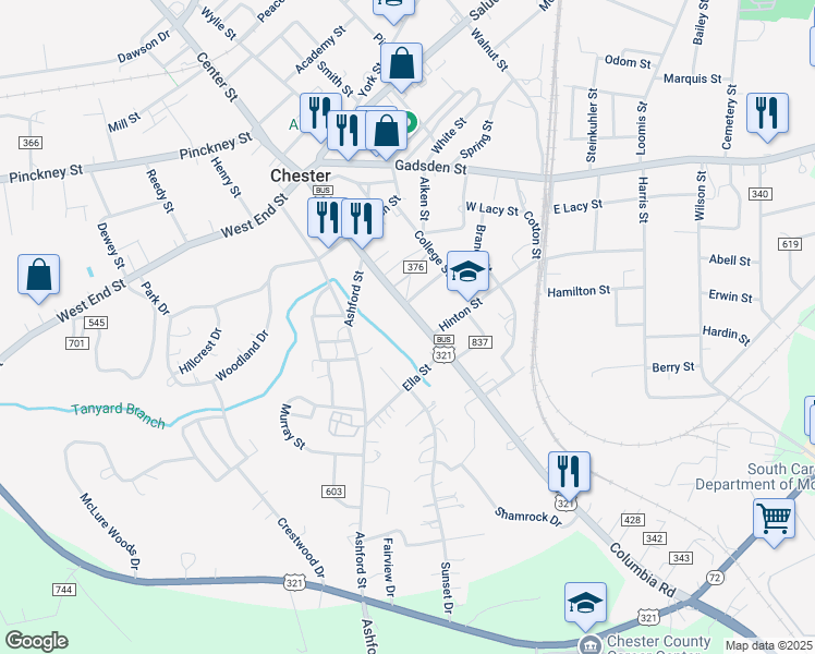 map of restaurants, bars, coffee shops, grocery stores, and more near 177 Columbia Street in Chester