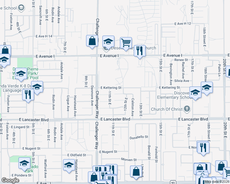 map of restaurants, bars, coffee shops, grocery stores, and more near 1109 East Kildare Street in Lancaster