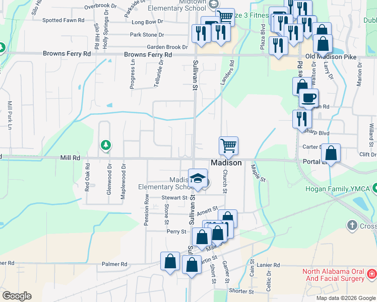 map of restaurants, bars, coffee shops, grocery stores, and more near 4340 Sullivan Street in Madison