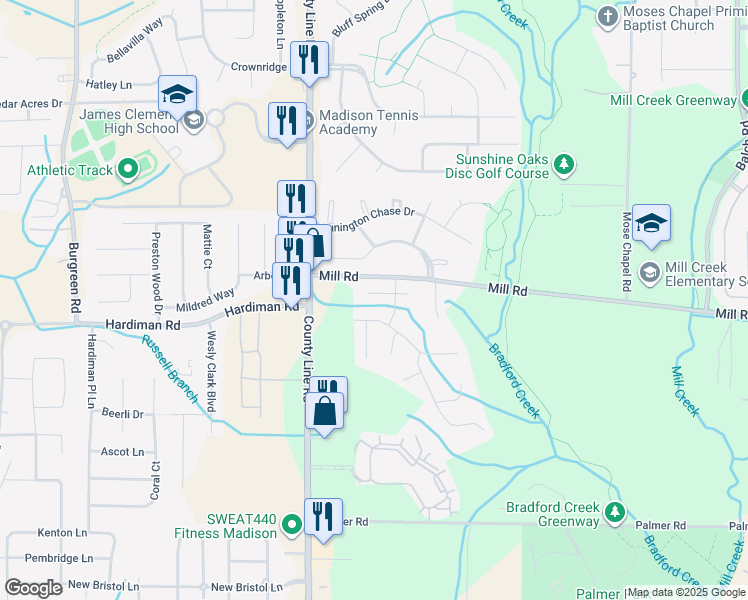 map of restaurants, bars, coffee shops, grocery stores, and more near 203 Cedar Springs Place in Madison