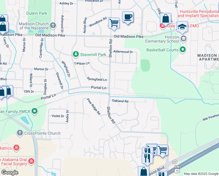 map of restaurants, bars, coffee shops, grocery stores, and more near 400 Shelton Road in Madison
