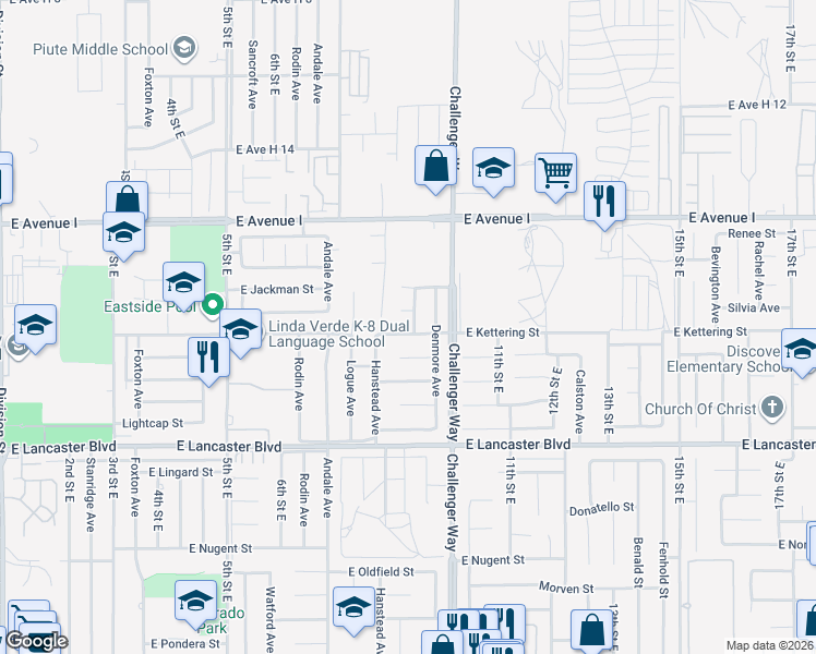 map of restaurants, bars, coffee shops, grocery stores, and more near 837 East Kettering Street in Lancaster