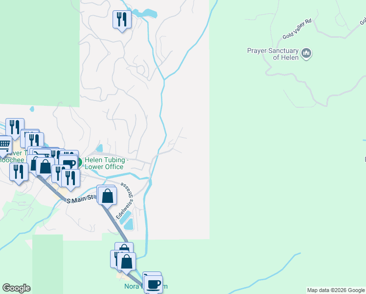 map of restaurants, bars, coffee shops, grocery stores, and more near 144 Fussen Strasse in Helen