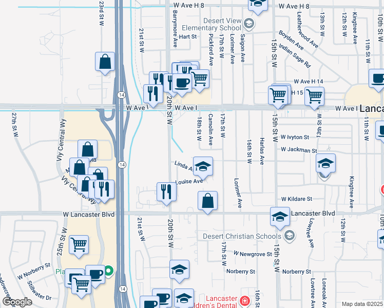 map of restaurants, bars, coffee shops, grocery stores, and more near in Lancaster