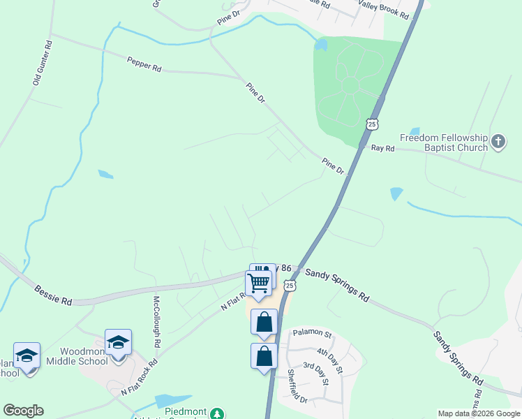 map of restaurants, bars, coffee shops, grocery stores, and more near 7820 Augusta Road in Piedmont