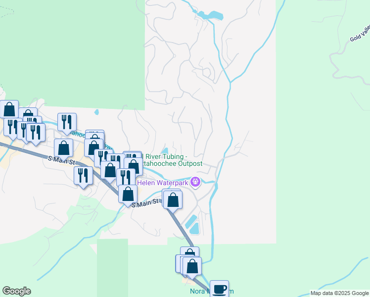 map of restaurants, bars, coffee shops, grocery stores, and more near 95 Sportarten Strasse in Helen