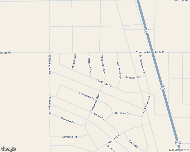 map of restaurants, bars, coffee shops, grocery stores, and more near Crestview Drive in San Bernardino County