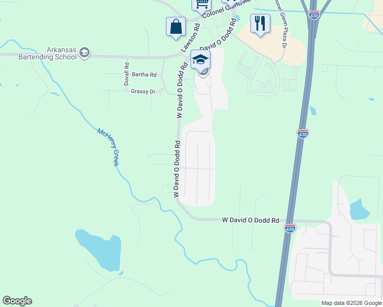 map of restaurants, bars, coffee shops, grocery stores, and more near 9 Congressional Dr in Little Rock