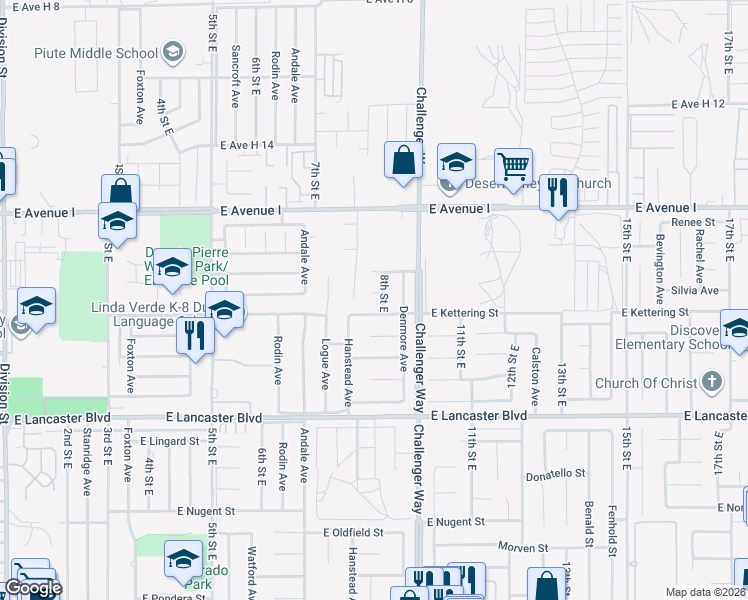 map of restaurants, bars, coffee shops, grocery stores, and more near 836 Sunrise Court in Lancaster