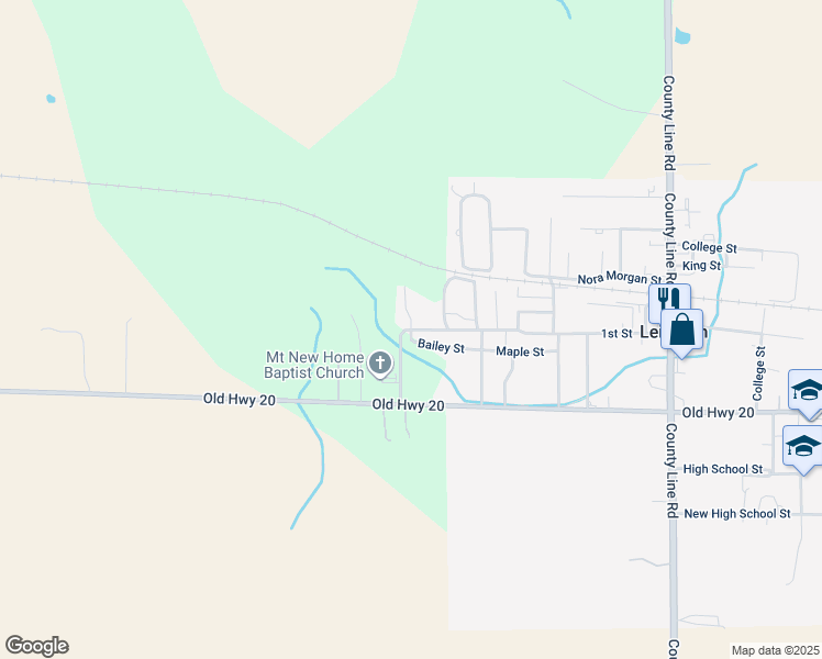 map of restaurants, bars, coffee shops, grocery stores, and more near 1579 1st Street in Leighton