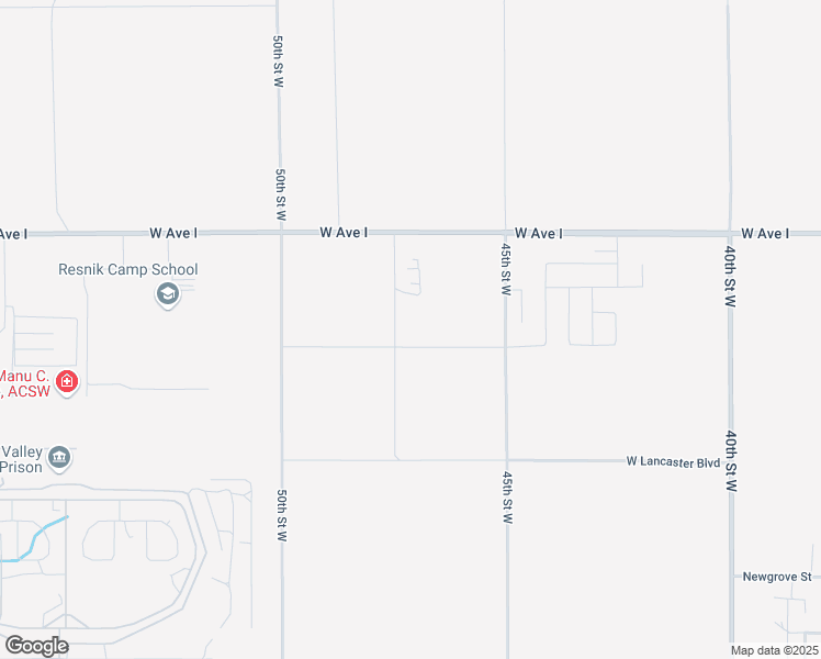 map of restaurants, bars, coffee shops, grocery stores, and more near 47th Street West in Lancaster