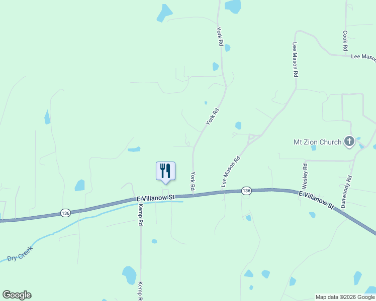 map of restaurants, bars, coffee shops, grocery stores, and more near 1426 York Road in LaFayette