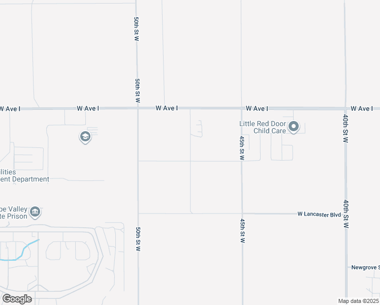map of restaurants, bars, coffee shops, grocery stores, and more near 47th Street West in Lancaster