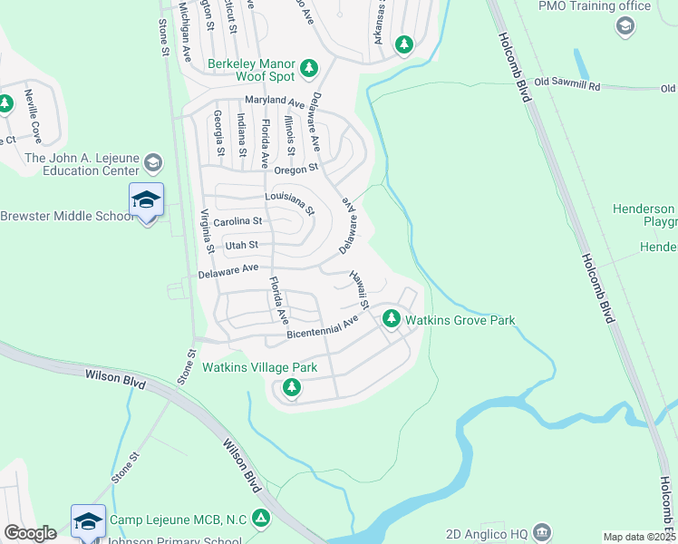 map of restaurants, bars, coffee shops, grocery stores, and more near Hawaii Street in Jacksonville