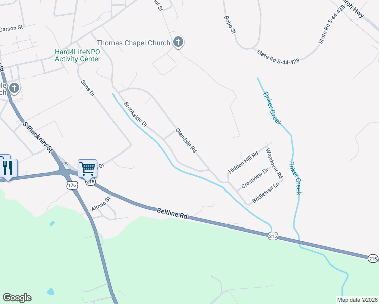 map of restaurants, bars, coffee shops, grocery stores, and more near 308 Glendale Road in Union