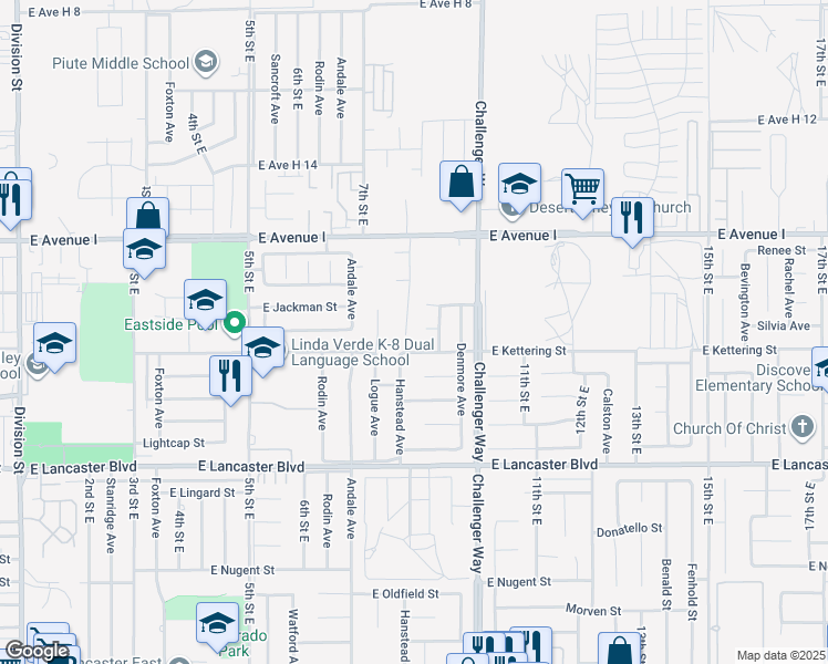 map of restaurants, bars, coffee shops, grocery stores, and more near 45010 Cabree Court in Lancaster