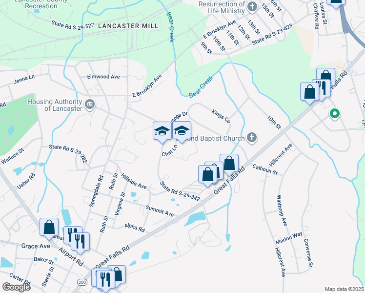 map of restaurants, bars, coffee shops, grocery stores, and more near 1551 Billings Drive in Lancaster