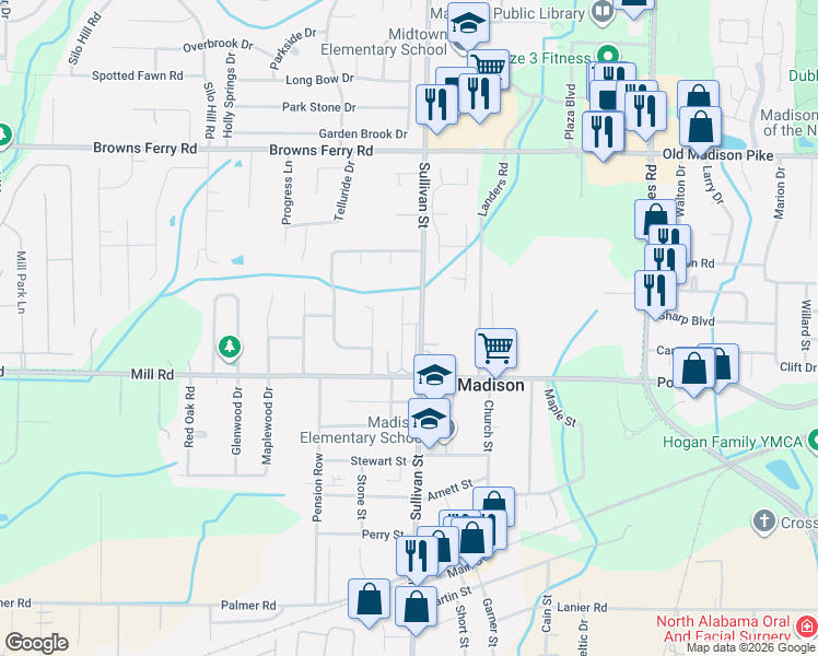 map of restaurants, bars, coffee shops, grocery stores, and more near 132 Michli Road in Madison