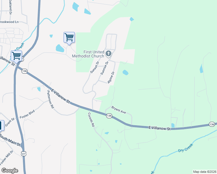 map of restaurants, bars, coffee shops, grocery stores, and more near 5 Alpine Drive in LaFayette