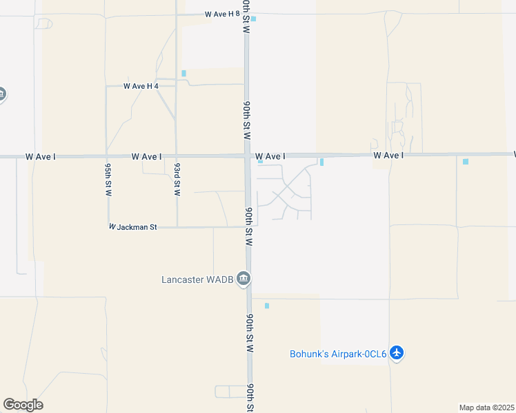 map of restaurants, bars, coffee shops, grocery stores, and more near Floral Vista Way in Lancaster