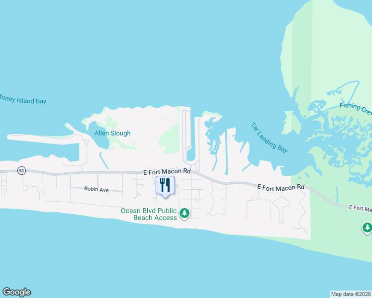 map of restaurants, bars, coffee shops, grocery stores, and more near Triple S Marina in Atlantic Beach