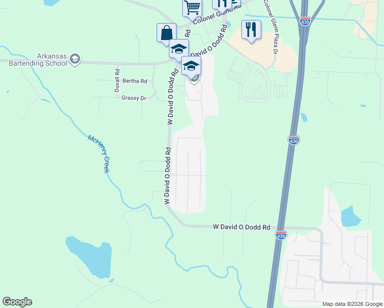 map of restaurants, bars, coffee shops, grocery stores, and more near 9 Congressional Drive in Little Rock
