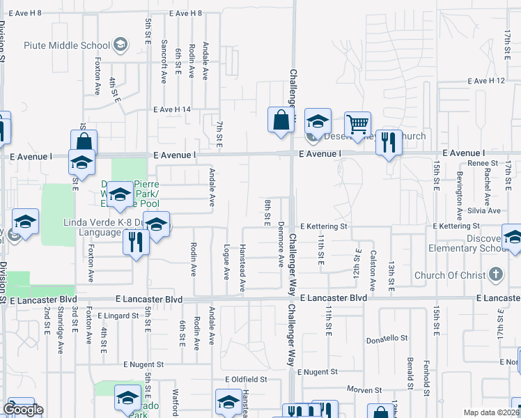 map of restaurants, bars, coffee shops, grocery stores, and more near 837 Sunrise Court in Lancaster