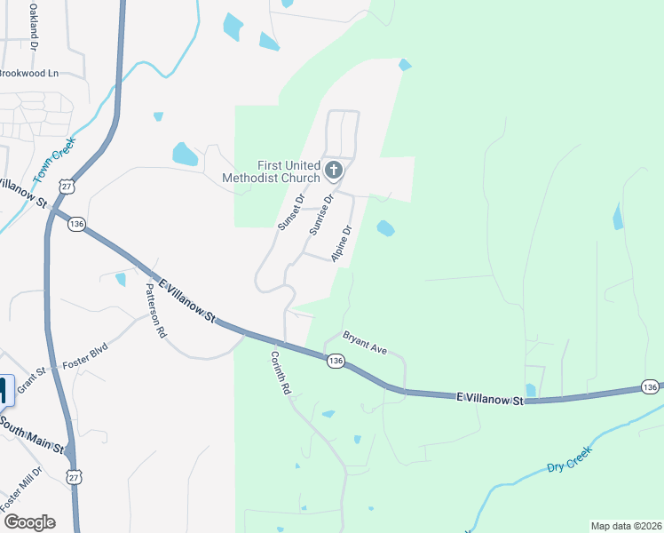 map of restaurants, bars, coffee shops, grocery stores, and more near 5 Alpine Drive in LaFayette