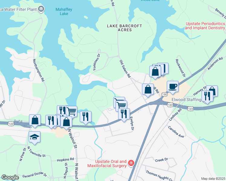 map of restaurants, bars, coffee shops, grocery stores, and more near 197 Hughes Street in Seneca