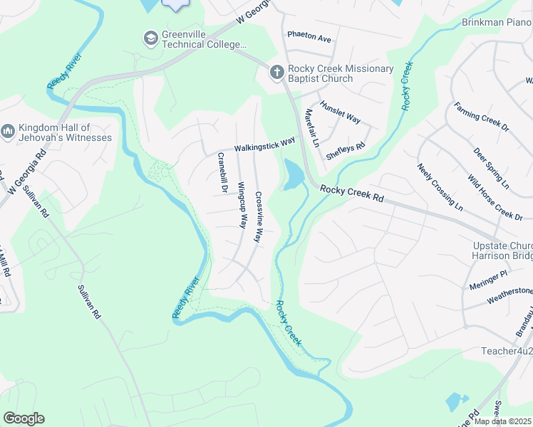 map of restaurants, bars, coffee shops, grocery stores, and more near 33 Crossvine Way in Simpsonville