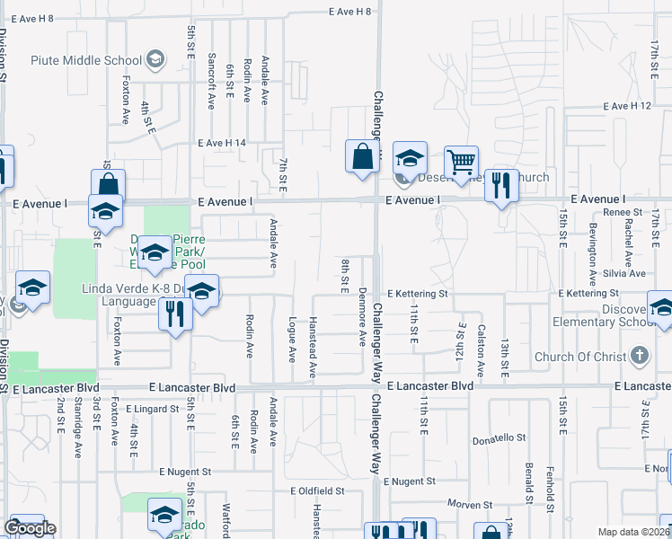 map of restaurants, bars, coffee shops, grocery stores, and more near 836 Sunrise Court in Lancaster