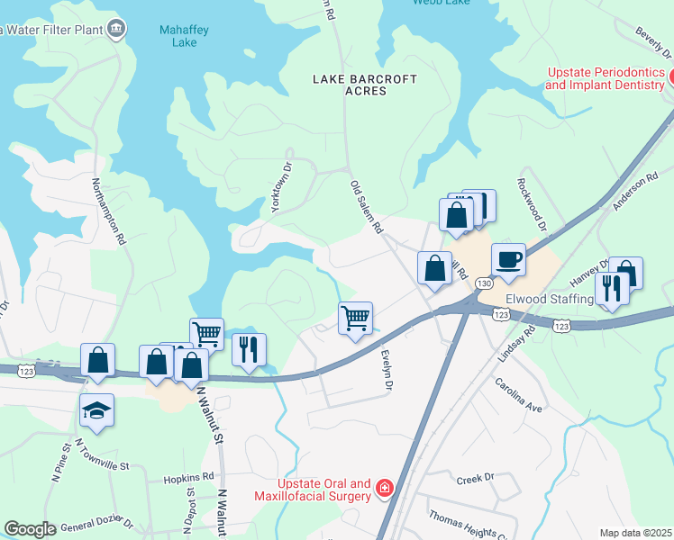 map of restaurants, bars, coffee shops, grocery stores, and more near 197 Hughes Street in Seneca